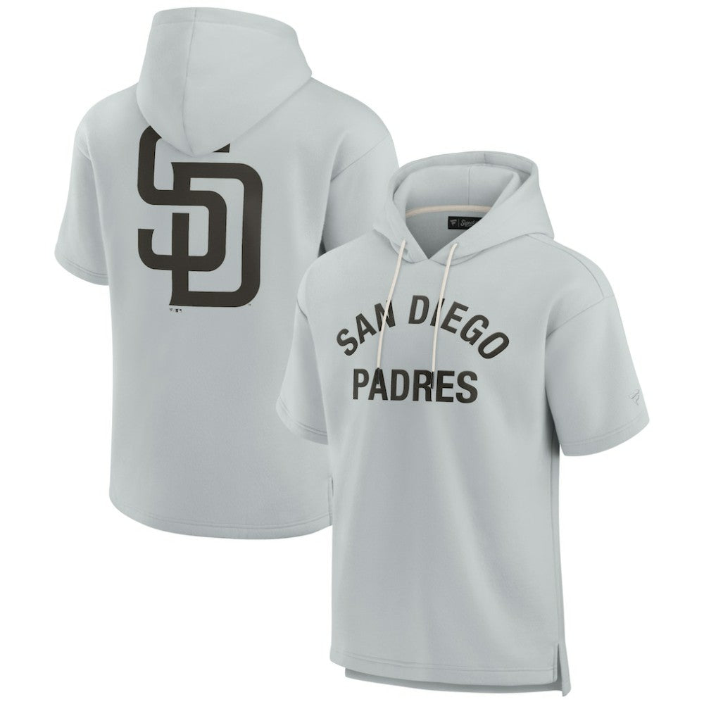 San Diego Padres Fanatics Unisex Elements Super Soft Fleece Short Sleeve Pullover Hoodie - Gray Hoodies