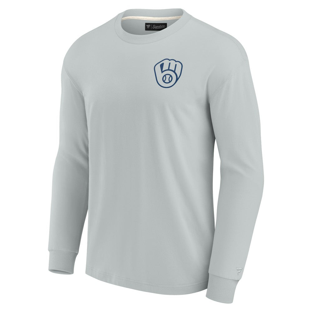 Milwaukee Brewers Fanatics Unisex Elements Super Soft Long Sleeve T-Shirt - Gray T-shirts