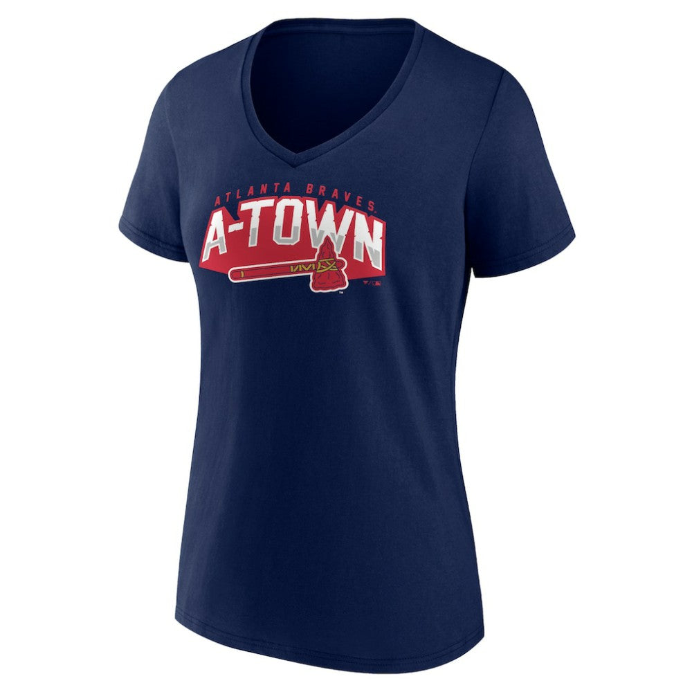 Atlanta Braves Women's Paint the Black V-Neck T-Shirt - Navy T-shirts