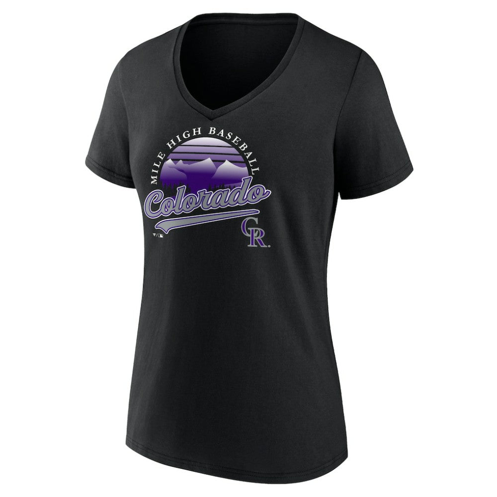Colorado Rockies Women's One Champion V-Neck T-Shirt - Black T-shirts