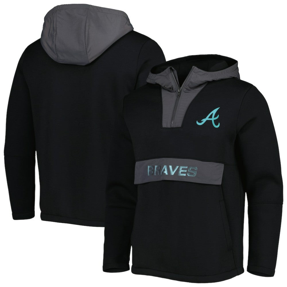 Atlanta Braves Levelwear Ruckus Quarter-Zip Hoodie - Black Hoodies
