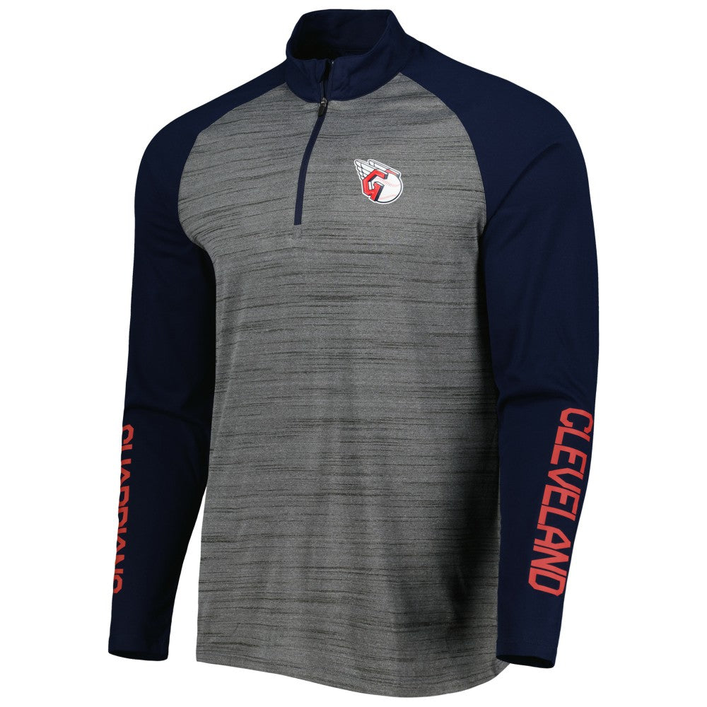 Cleveland Guardians Levelwear Vandal Raglan Quarter-Zip Top - Heather Gray Tops