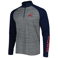 Atlanta Braves Levelwear Vandal Raglan Quarter-Zip Top - Heather Gray Tops