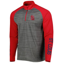 St. Louis Cardinals Levelwear Vandal Raglan Quarter-Zip Top - Heather Gray Tops