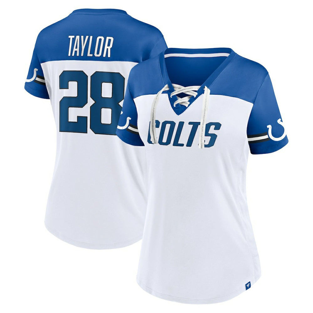 Jonathan Taylor Indianapolis Colts Women's Athena Name & Number V-Neck Top - White Tops