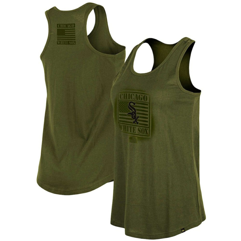 Chicago White Sox New Era Women's 2023 Armed Forces Day Racerback Tank Top - Olive Tanks