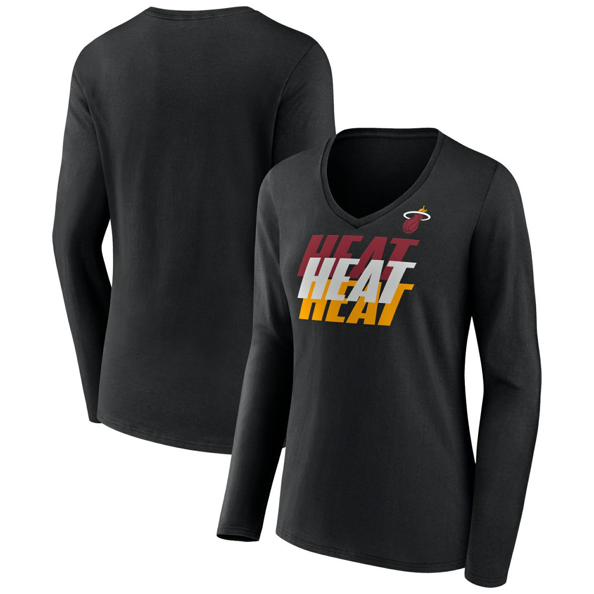 Miami Heat Women's Tumble V-Neck Long Sleeve T-Shirt Black
