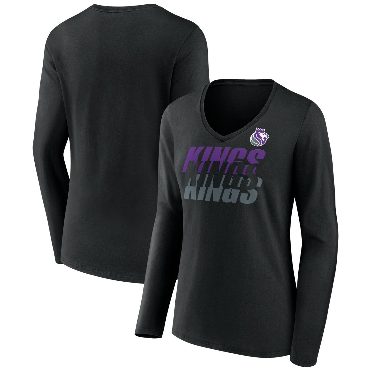 Portland Trail Blazers Women's Tumble V-Neck Long Sleeve T-Shirt Black