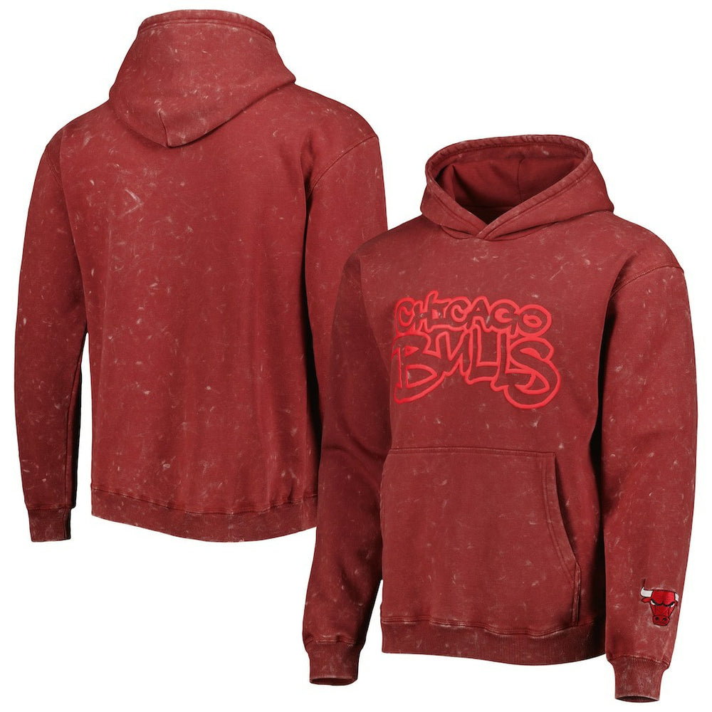Chicago Bulls The Wild Collective Unisex Tonal Acid Wash Pullover Hoodie Red