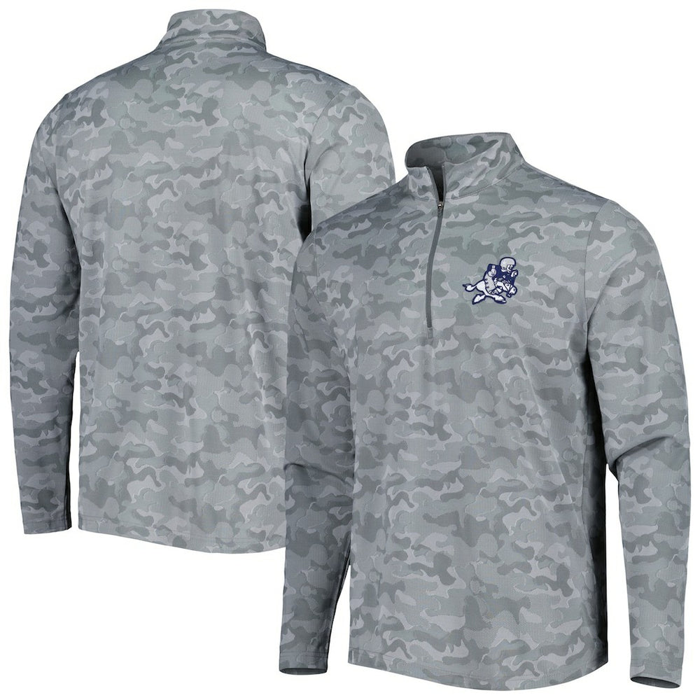 Dallas Cowboys Antigua Brigade Throwback Quarter-Zip Top - Gray Tops