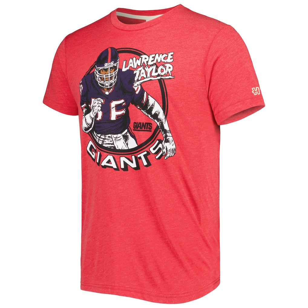 Lawrence Taylor New York Giants Homage Unisex Caricature Retired Player Tri-Blend T-Shirt - Red T-shirts