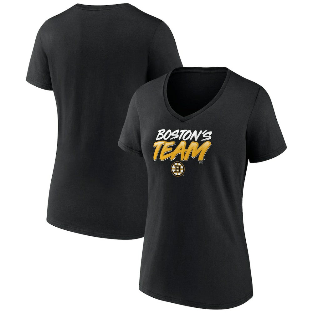 Boston Bruins Women's Active Edge V-Neck T-Shirt - Black | US 5060055