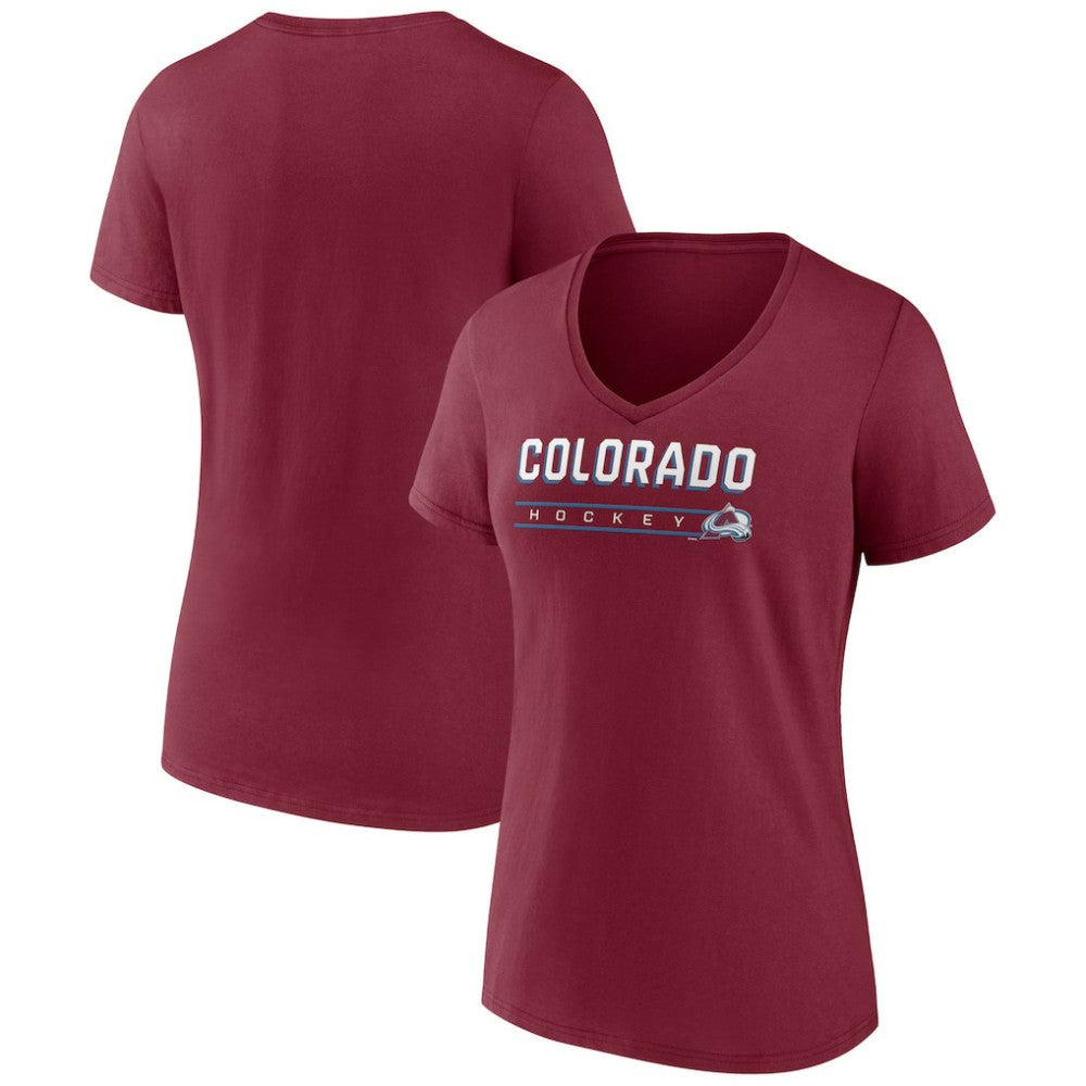 Colorado Avalanche Women's Primary Play V-Neck T-Shirt - Burgundy | US 5060071