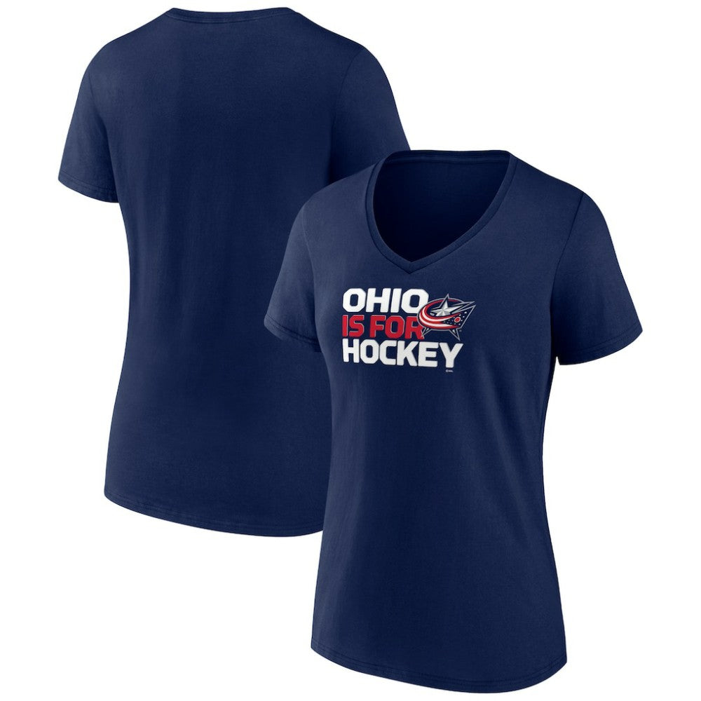 Columbus Blue Jackets Women's Active Edge V-Neck T-Shirt - Navy | US 5060073
