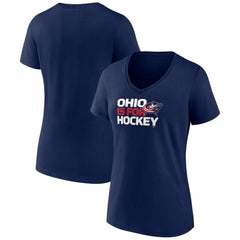 Columbus Blue Jackets Women's Active Edge V-Neck T-Shirt - Navy | US 5060073