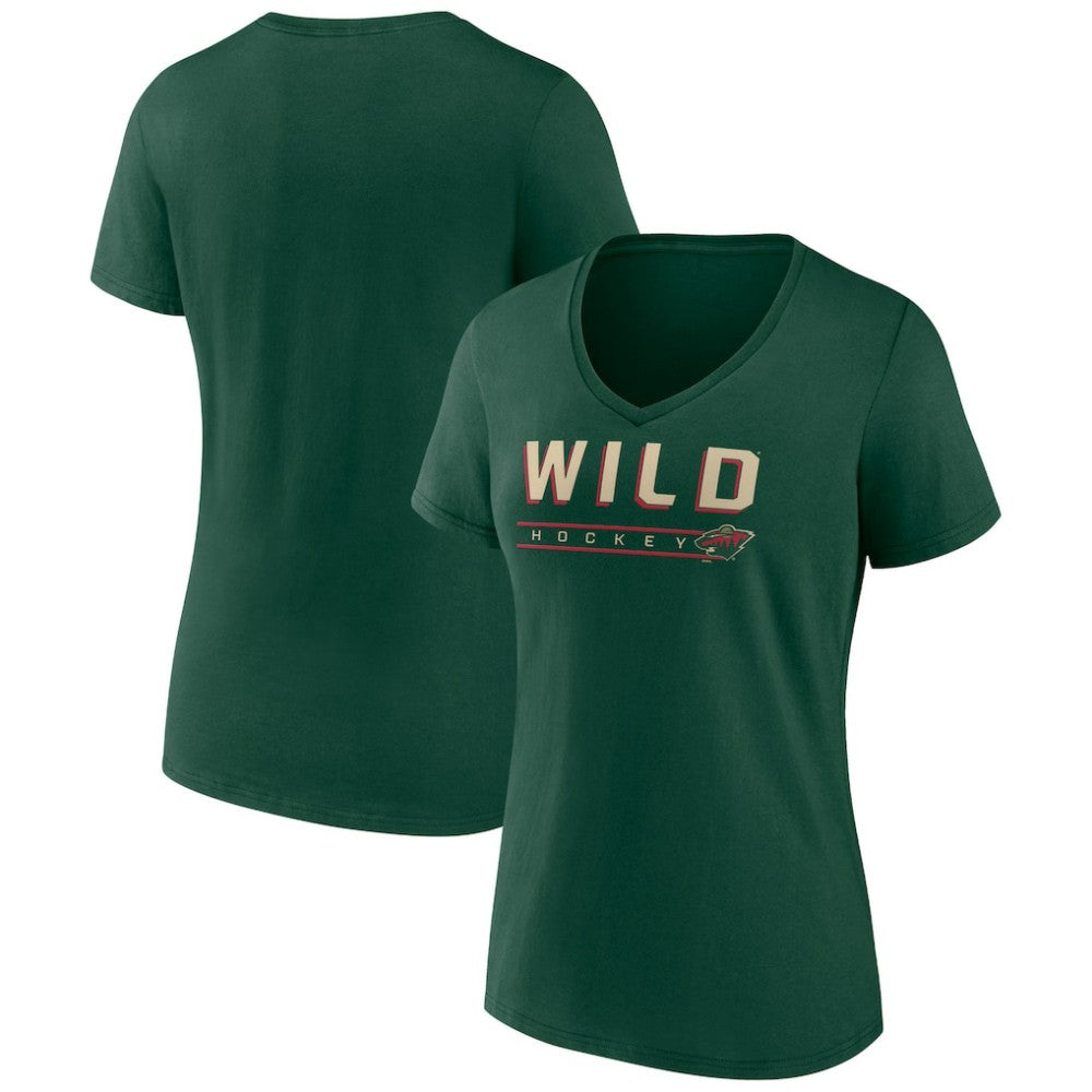 Minnesota Wild Women's Primary Play V-Neck T-Shirt - Green | US 5060088