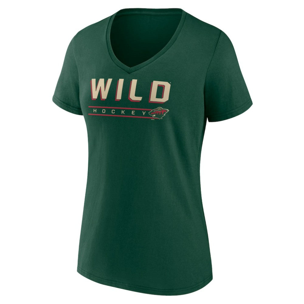 Minnesota Wild Women's Primary Play V-Neck T-Shirt - Green | US 5060088