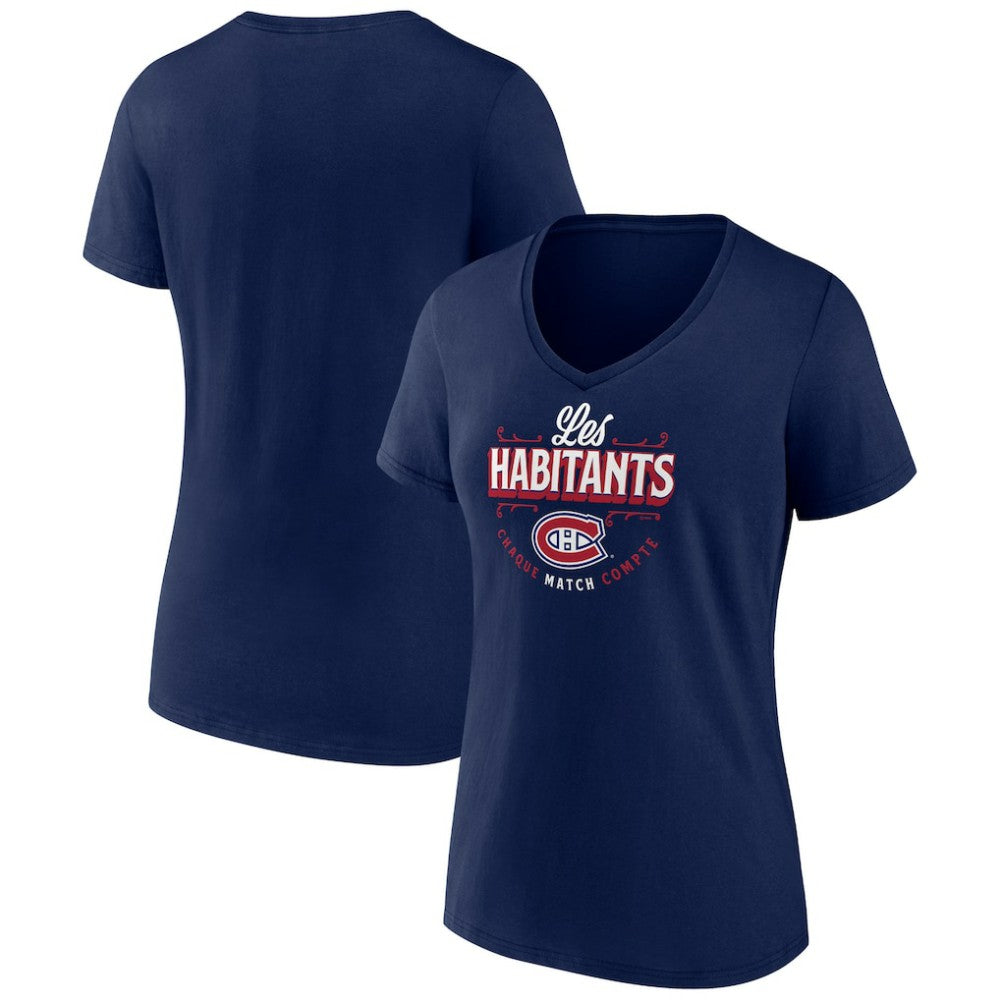 Montreal Canadiens Women's Active Edge V-Neck T-Shirt - Navy | US 5060090
