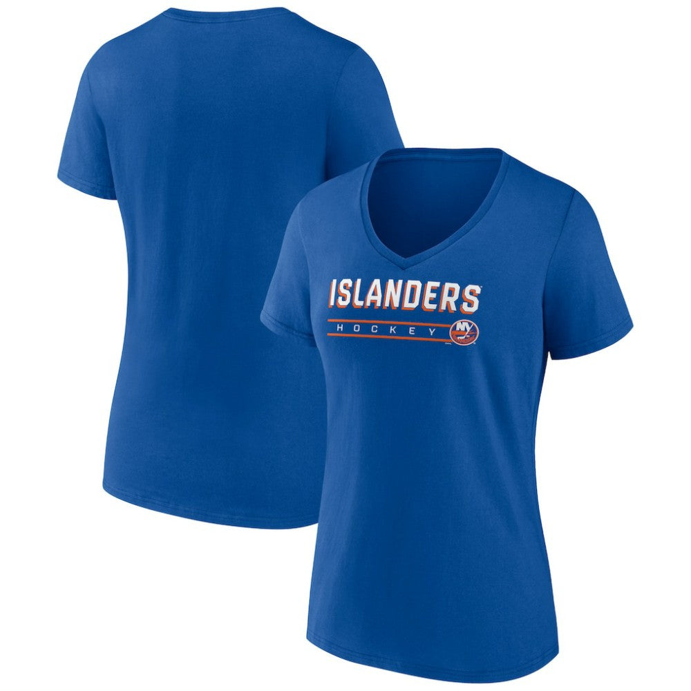 New York Islanders Women's Primary Play V-Neck T-Shirt - Royal | US 5060100
