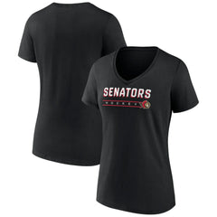 Ottawa Senators Women's Primary Play V-Neck T-Shirt - Black | US 5060106