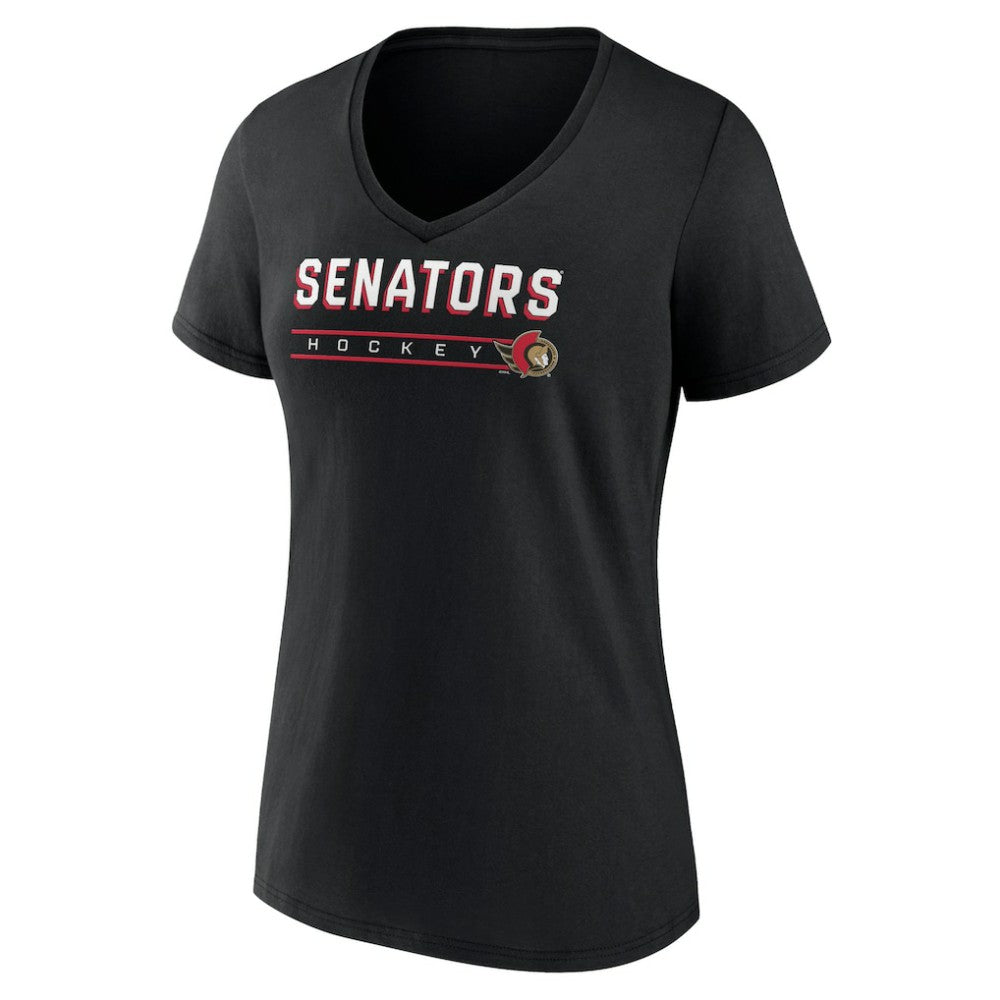 Ottawa Senators Women's Primary Play V-Neck T-Shirt - Black | US 5060106