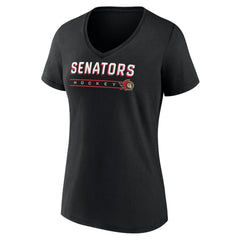 Ottawa Senators Women's Primary Play V-Neck T-Shirt - Black | US 5060106