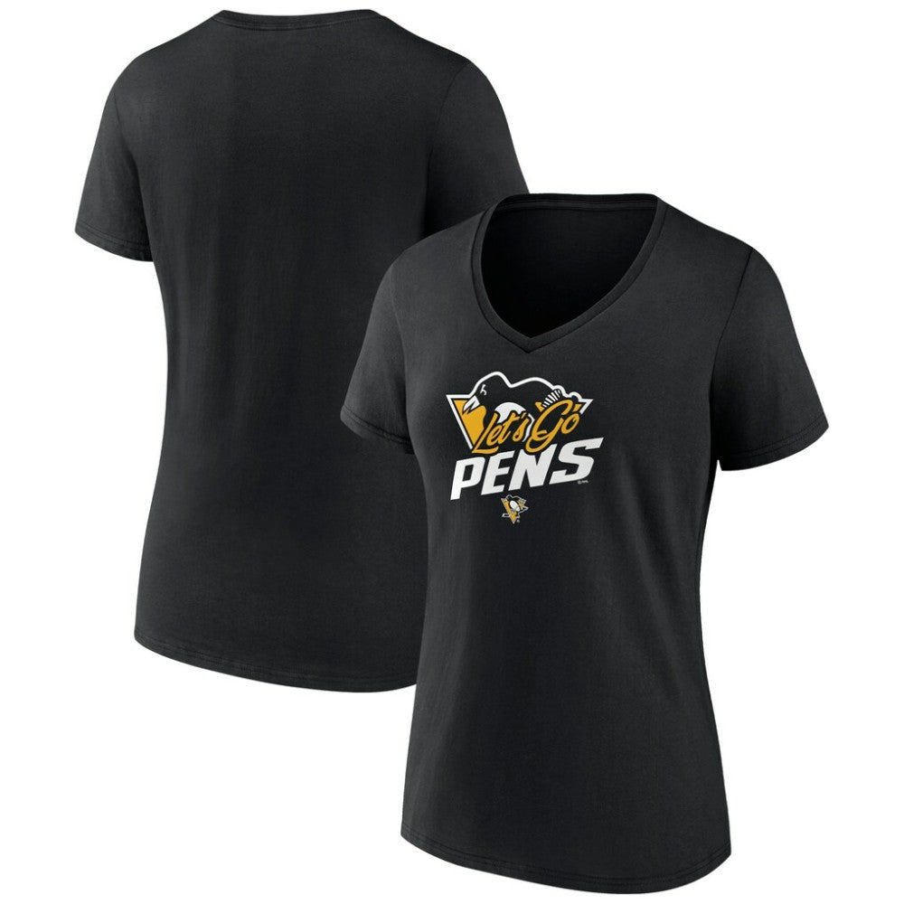 Pittsburgh Penguins Women's Active Edge V-Neck T-Shirt - Black | US 5060111
