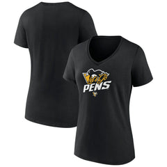 Pittsburgh Penguins Women's Active Edge V-Neck T-Shirt - Black | US 5060111