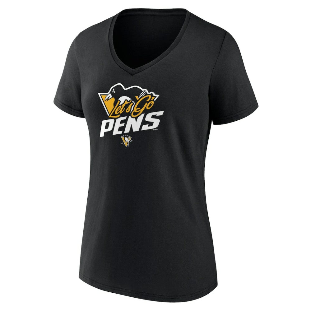 Pittsburgh Penguins Women's Active Edge V-Neck T-Shirt - Black | US 5060111