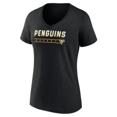 Pittsburgh Penguins Women's Primary Play V-Neck T-Shirt - Black | US 5060112