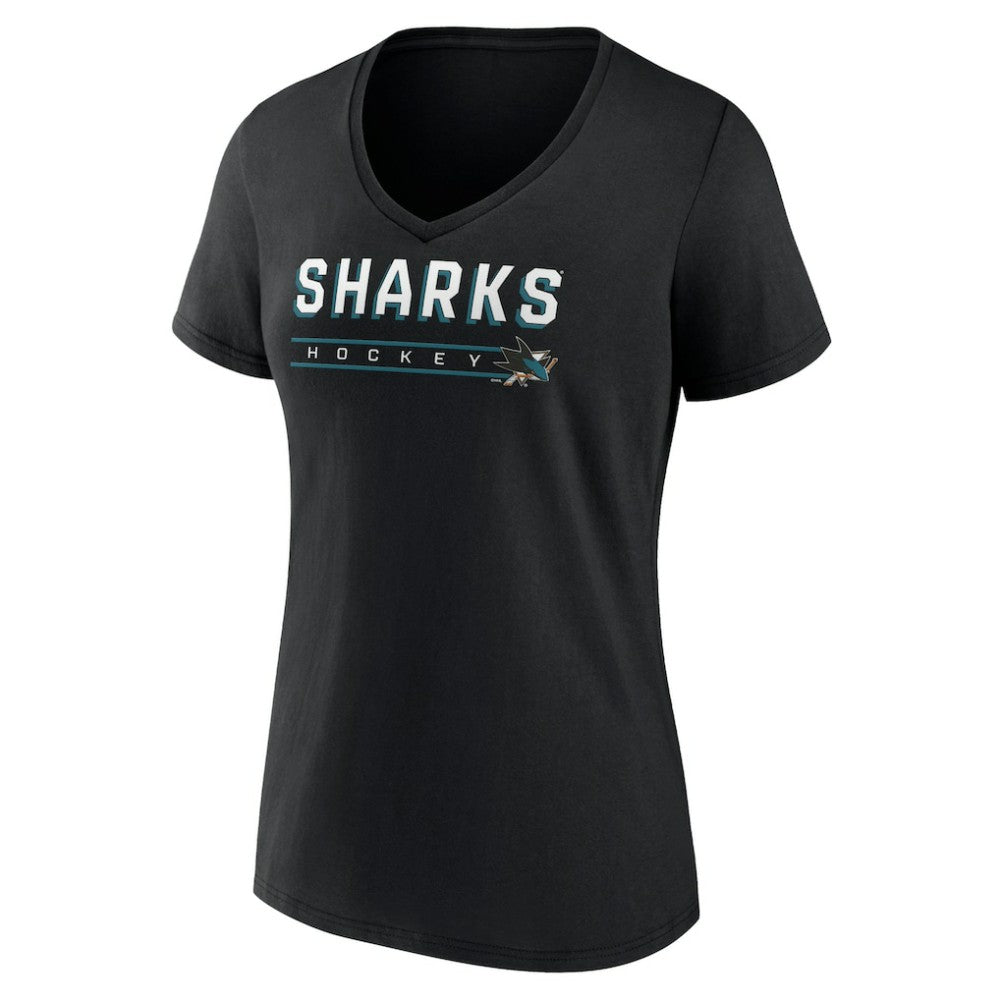 San Jose Sharks Women's Primary Play V-Neck T-Shirt - Black | US 5060115