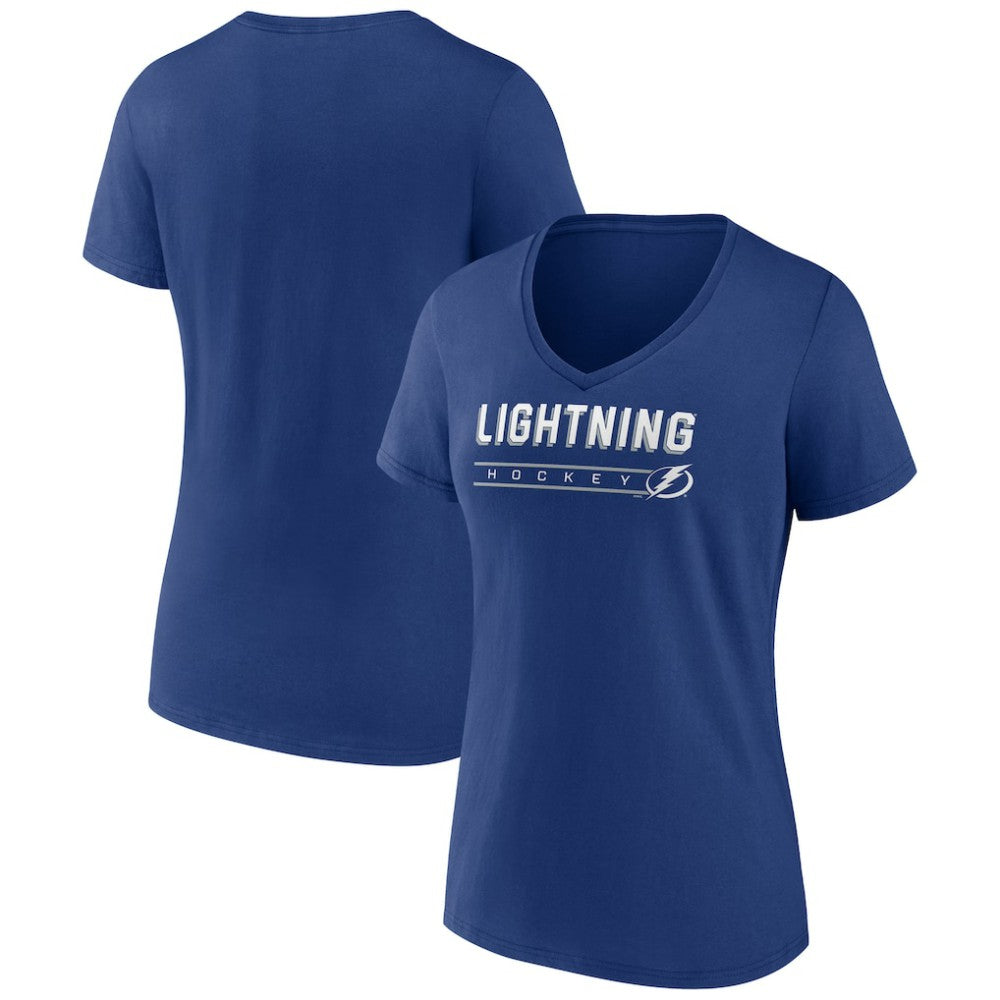 Tampa Bay Lightning Women's Primary Play V-Neck T-Shirt - Blue | US 5060121