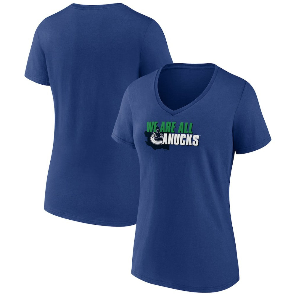 Vancouver Canucks Women's Active Edge V-Neck T-Shirt - Blue | US 5060126