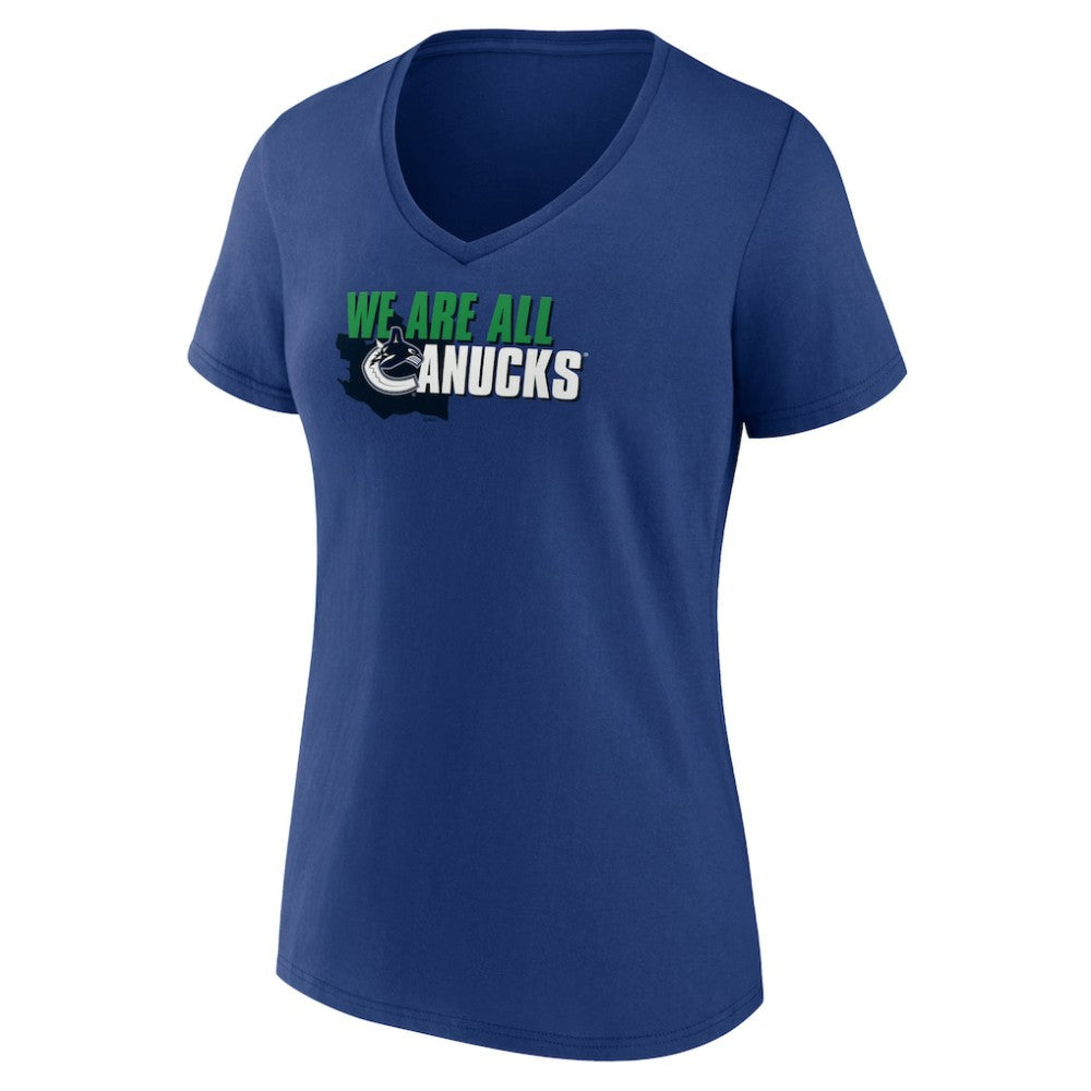 Vancouver Canucks Women's Active Edge V-Neck T-Shirt - Blue | US 5060126