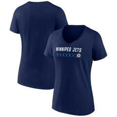 Winnipeg Jets Women's Primary Play V-Neck T-Shirt - Navy | US 5060133