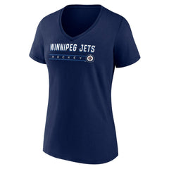 Winnipeg Jets Women's Primary Play V-Neck T-Shirt - Navy | US 5060133