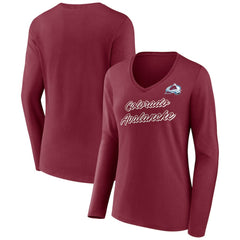 Colorado Avalanche Women's Forge Long Sleeve V-Neck T-Shirt - Burgundy | US 5060142