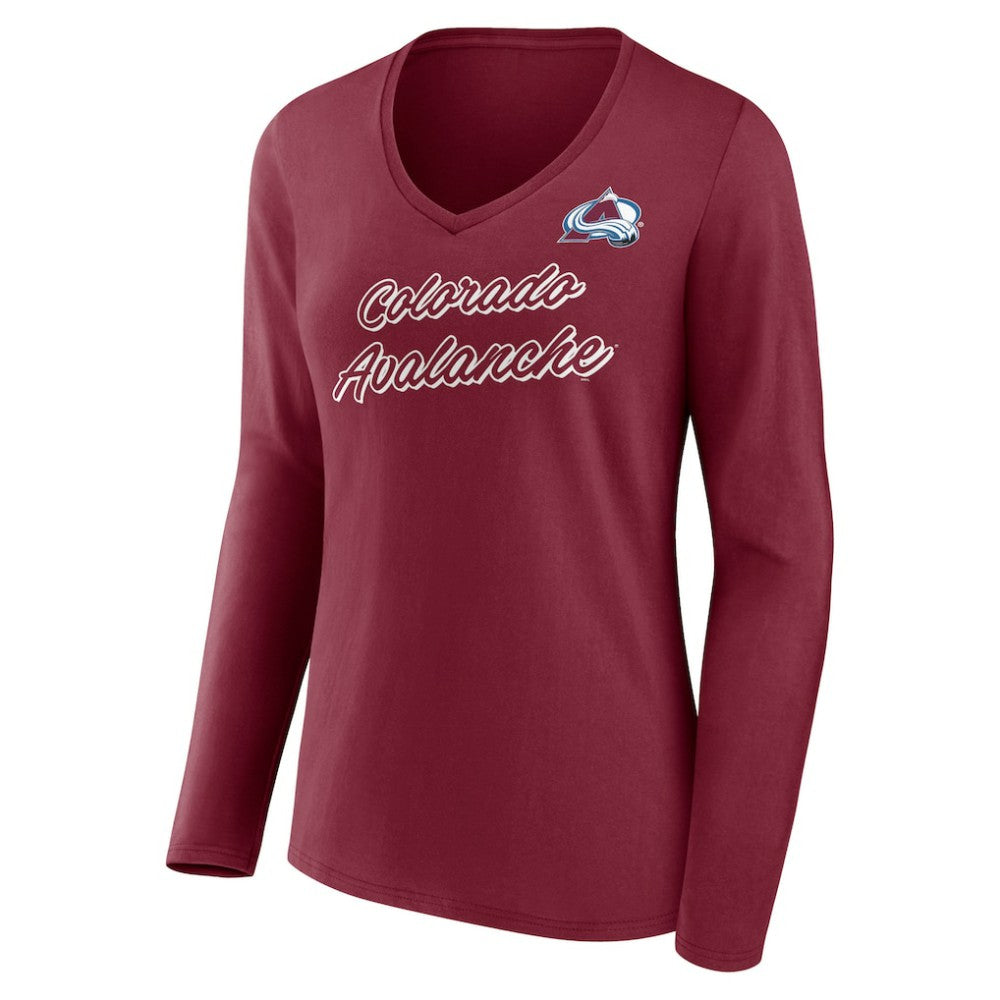 Colorado Avalanche Women's Forge Long Sleeve V-Neck T-Shirt - Burgundy | US 5060142