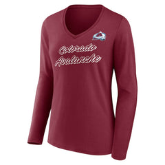 Colorado Avalanche Women's Forge Long Sleeve V-Neck T-Shirt - Burgundy | US 5060142
