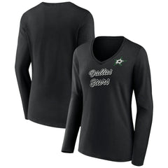 Dallas Stars Women's Forge Long Sleeve V-Neck T-Shirt - Black | US 5060144