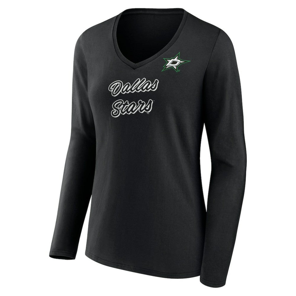 Dallas Stars Women's Forge Long Sleeve V-Neck T-Shirt - Black | US 5060144