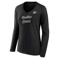 Dallas Stars Women's Forge Long Sleeve V-Neck T-Shirt - Black | US 5060144