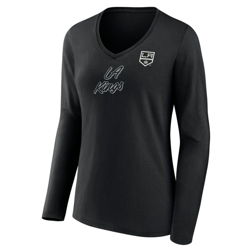 Los Angeles Kings Women's Forge Long Sleeve V-Neck T-Shirt - Black | US 5060147
