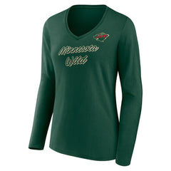 Minnesota Wild Women's Forge Long Sleeve V-Neck T-Shirt - Green | US 5060148