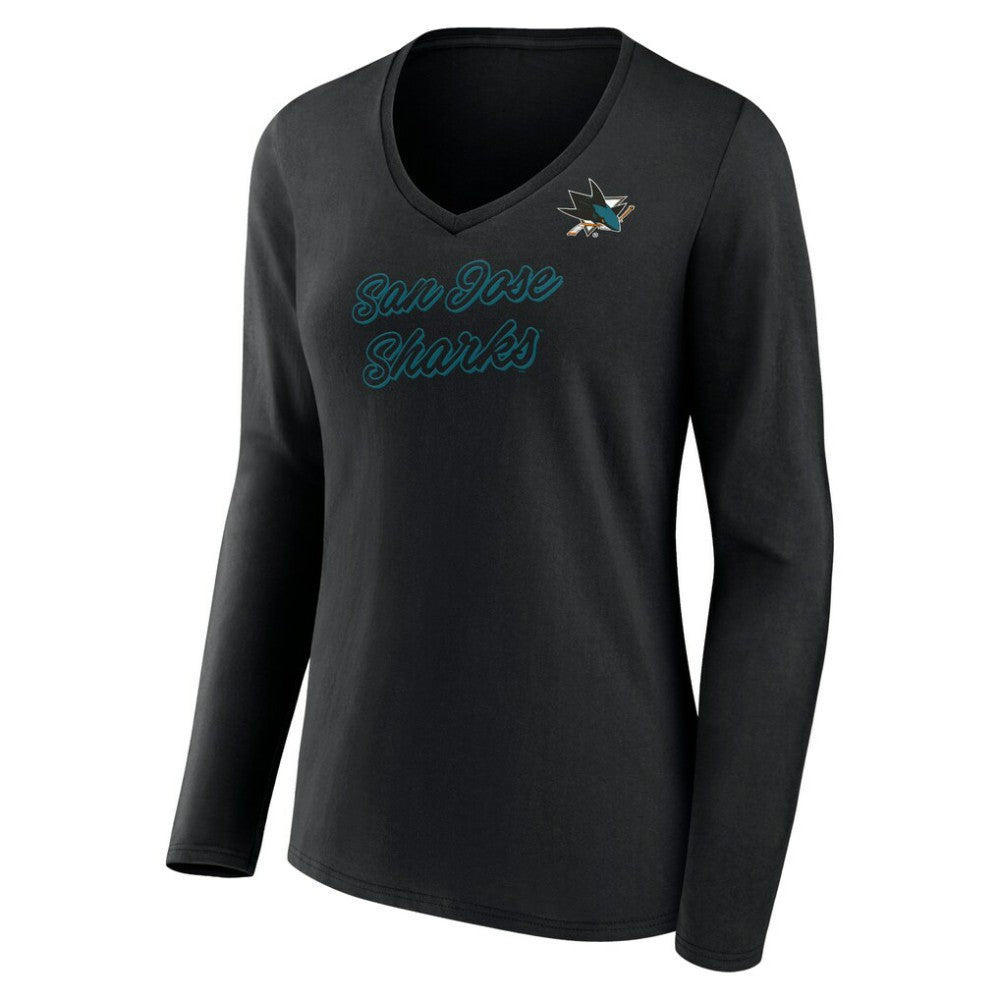 San Jose Sharks Women's Forge Long Sleeve V-Neck T-Shirt - Black | US 5060157