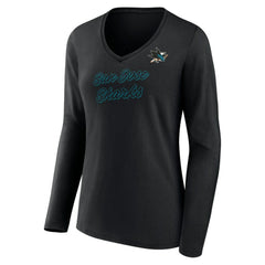 San Jose Sharks Women's Forge Long Sleeve V-Neck T-Shirt - Black | US 5060157