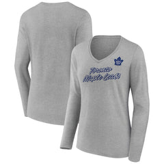 Toronto Maple Leafs Women's Forge Long Sleeve V-Neck T-Shirt - Heathered Gray | US 5060160