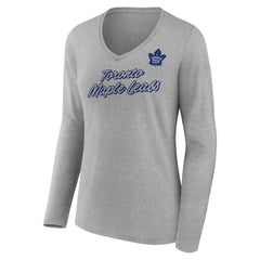 Toronto Maple Leafs Women's Forge Long Sleeve V-Neck T-Shirt - Heathered Gray | US 5060160