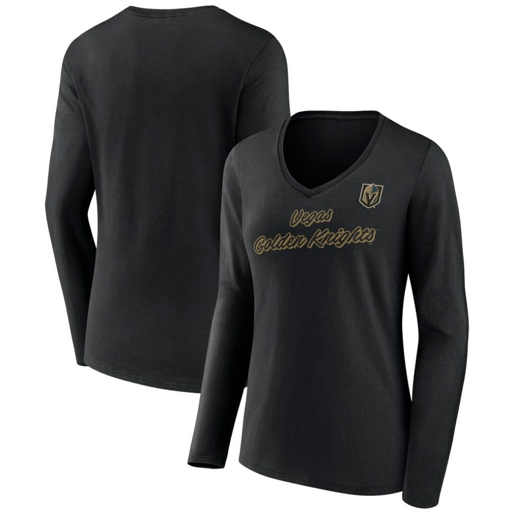 Vegas Golden Knights Women's Forge Long Sleeve V-Neck T-Shirt - Black | US 5060162