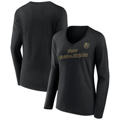 Vegas Golden Knights Women's Forge Long Sleeve V-Neck T-Shirt - Black | US 5060162